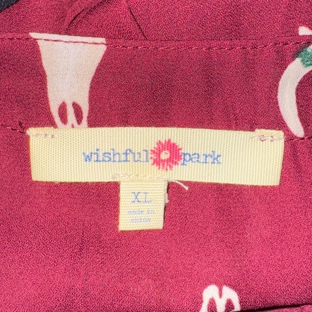 Wishful Park Floral Cattle Skull Motif Maroon Blouse Size XL WORN ONCE!🔥 - Picture 5 of 6